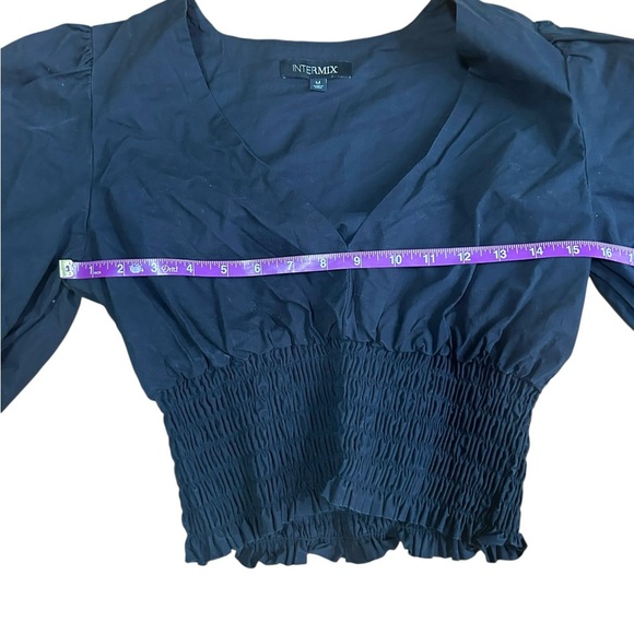 Intermix Scarlet Puff Sleeve Poplin Top Black Dress 3/4 sleeve size medium - Picture 6 of 9